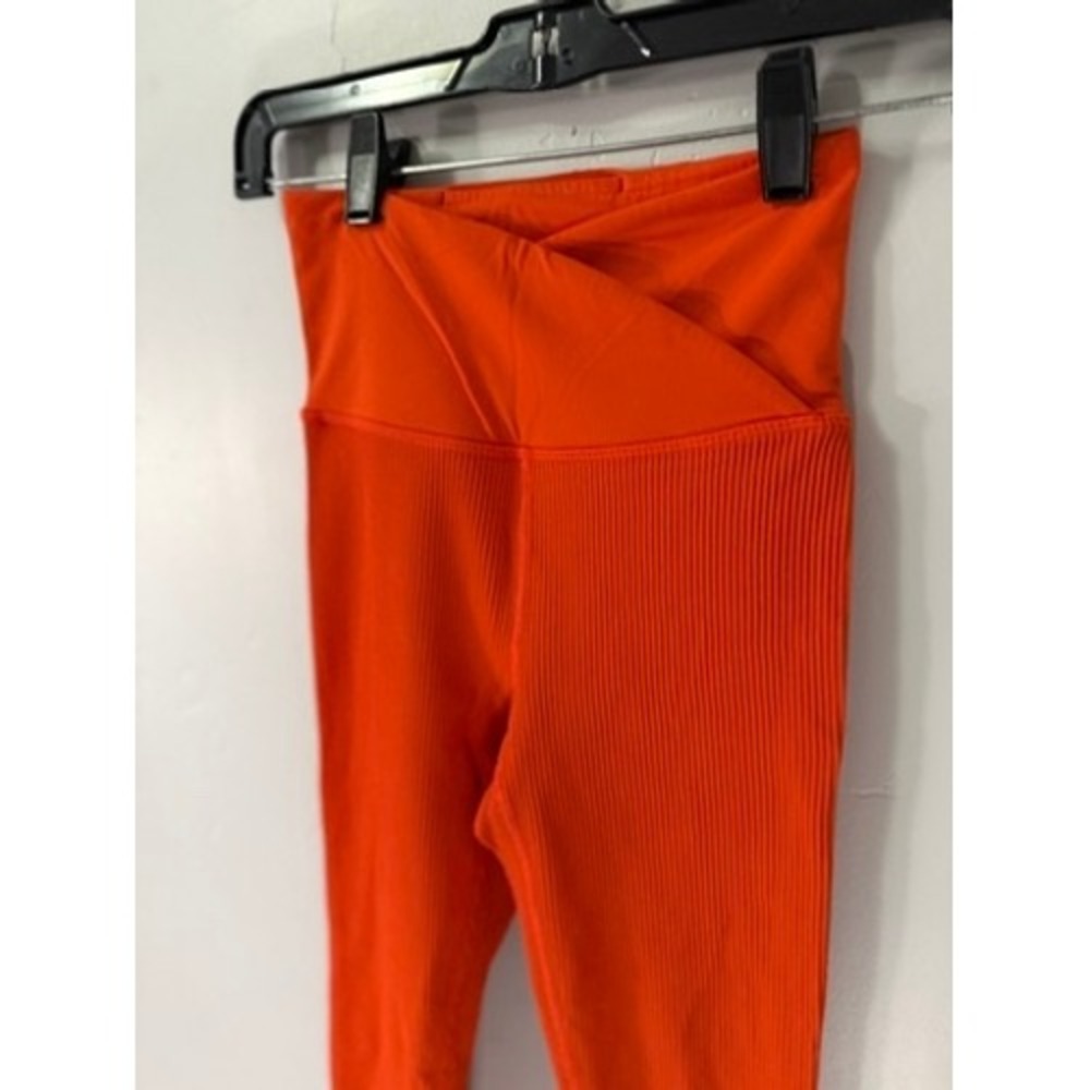 Athleta Women's Orange Ribbed High Waist Workout Leggings Size‎ XXS - Picture 2 of 6